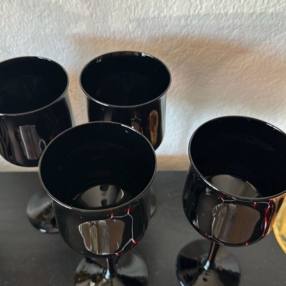 Black set of 4 cocktail glasses All black vintage - Picture 4 of 6